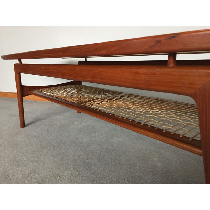 Scandinavian coffee table in teak, HOVMAND OLSEN - 1960s