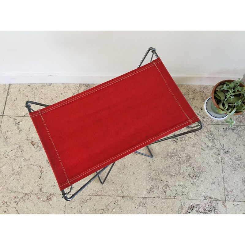 Vintage Nomad folding camping stool, red, France 1950s