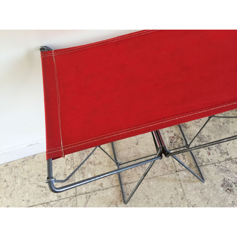 Vintage Nomad folding camping stool, red, France 1950s