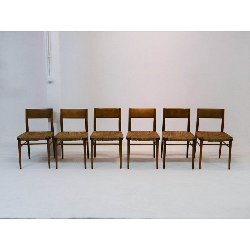 Suite de six chaises à repas Wilkhahn en teck, Georg LEOWALD - 1950