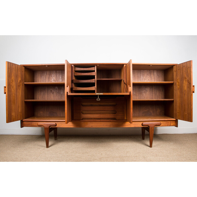 Vintage teak Highboard sideboard by Ejvind A.Johansson for Ivan Gern Mobelfabrik, Danish 1960s