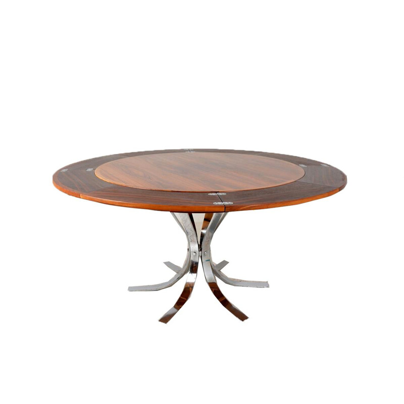 Table vintage circulaire "Flip Flap" en palissandre de  Svend Dyrlund 1960