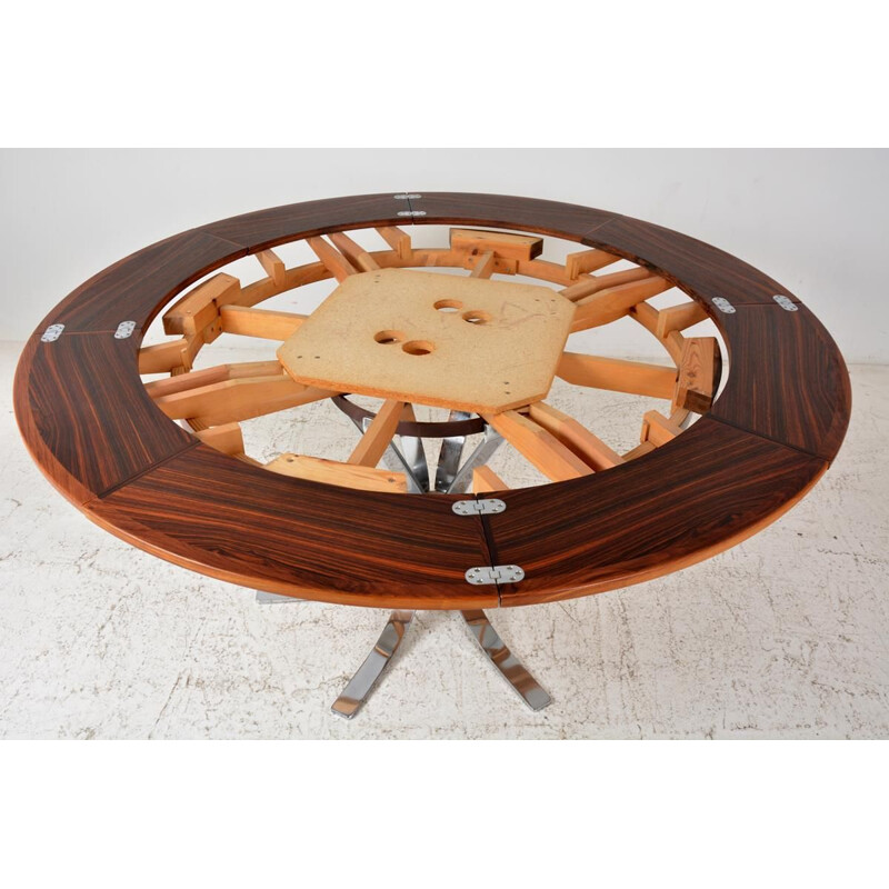Vintage circular table "Flip Flap" in rosewood by Svend Dyrlund 1960s