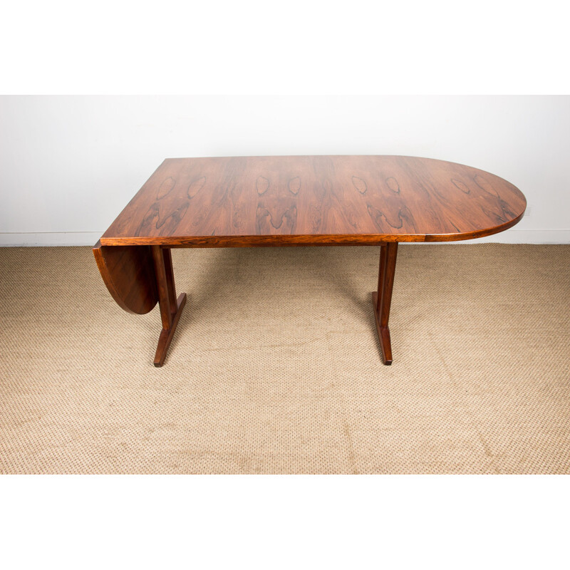 Large vintage oval table in Rio rosewood, Scandinavian 1960s