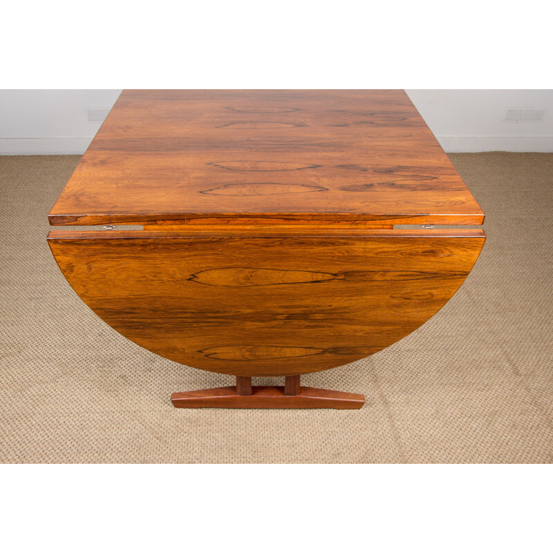 Large vintage oval table in Rio rosewood, Scandinavian 1960s