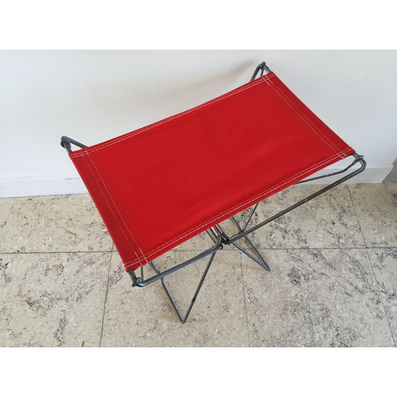 Vintage Nomad folding camping stool, red, France 1950s