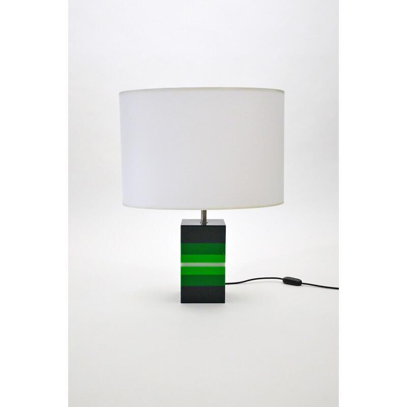 Vintage Table Lamp In Green Plexiglas, Italian 1960s