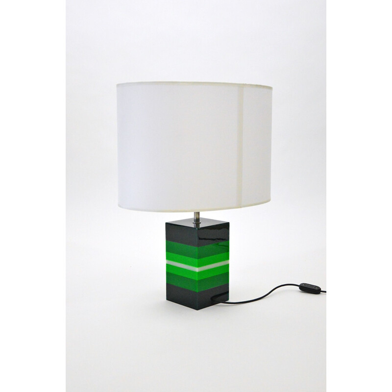 Vintage Table Lamp In Green Plexiglas, Italian 1960s