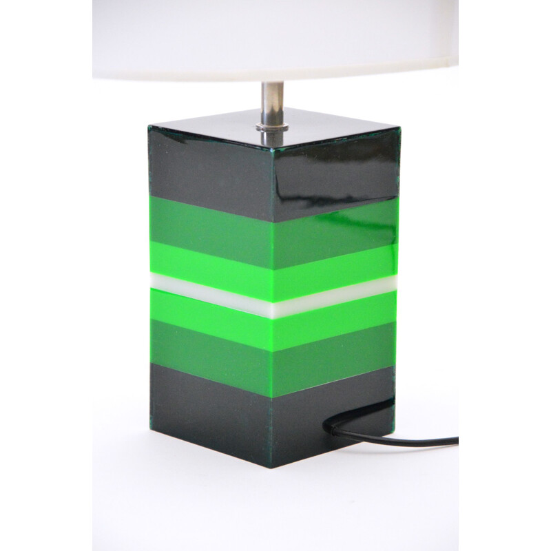 Vintage Table Lamp In Green Plexiglas, Italian 1960s