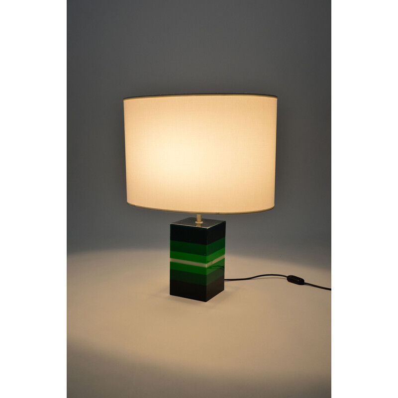 Lampe de table vintage en plexiglas vert, Italie 1960
