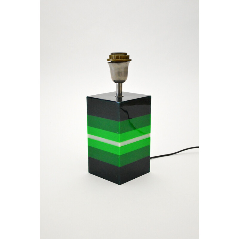 Vintage Table Lamp In Green Plexiglas, Italian 1960s