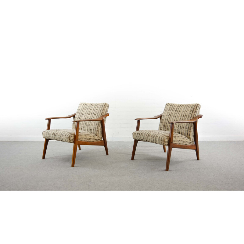 Paar vintage teakhouten fauteuils, 1960