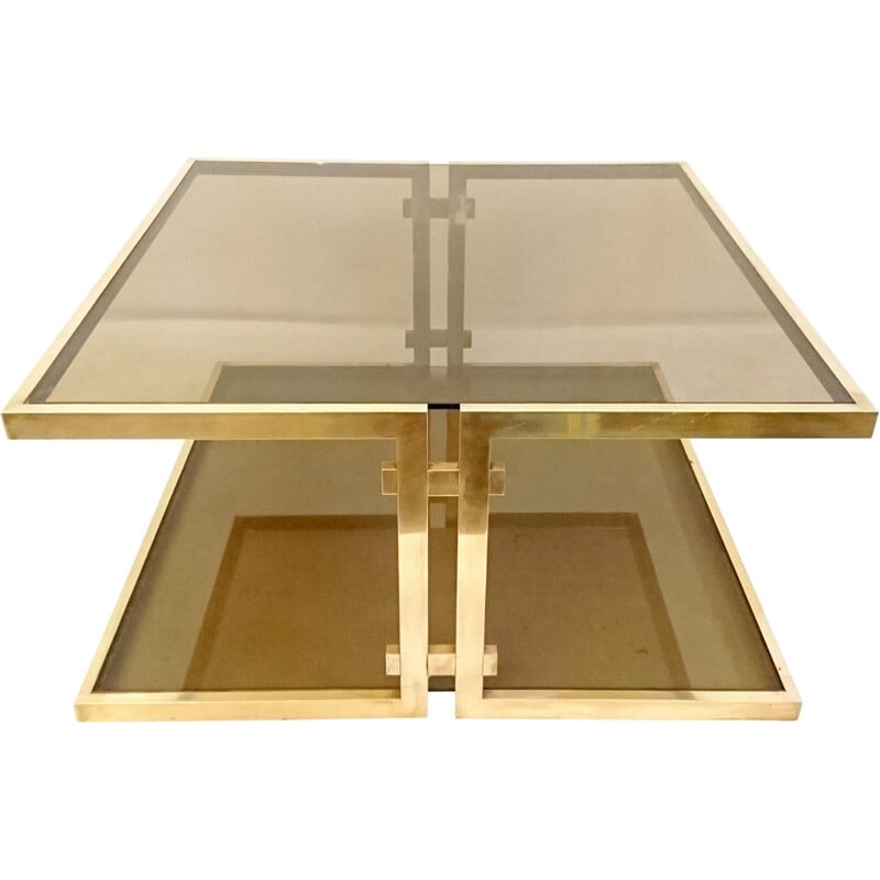 Coffee table in brass and glass, Romeo REGA - 1970s