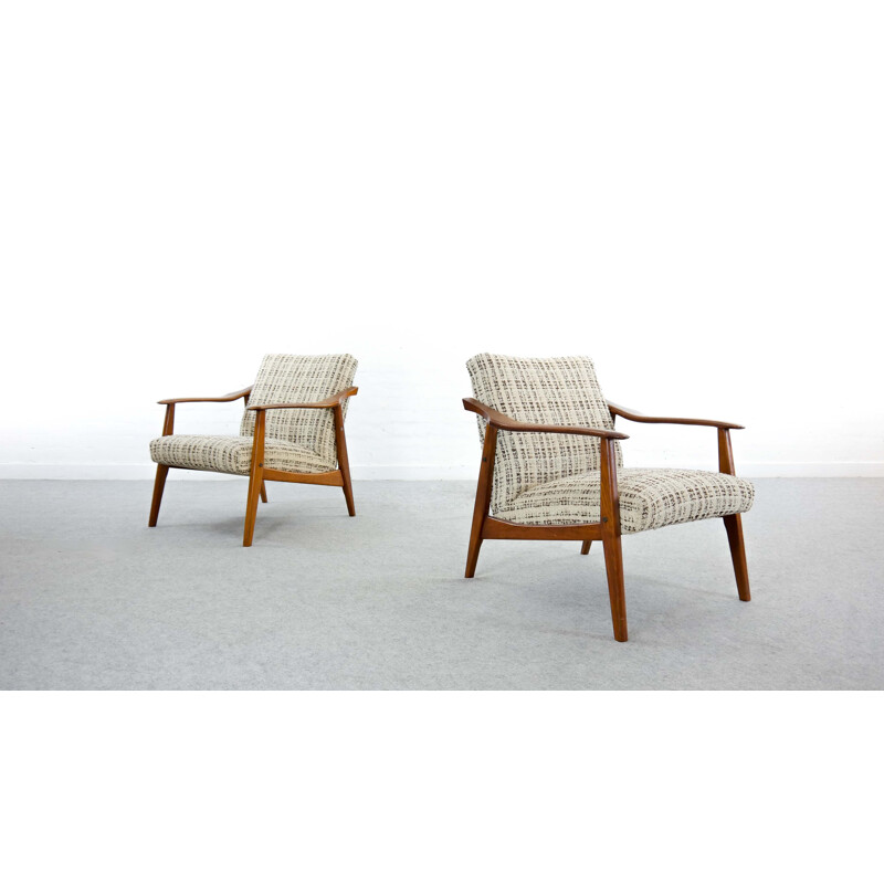 Paar vintage teakhouten fauteuils, 1960