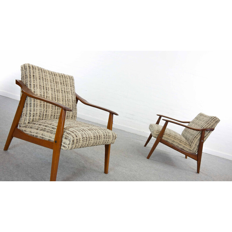 Paar vintage teakhouten fauteuils, 1960