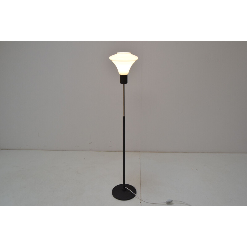 Vintage milk glass floor lamp by Kamenicky Senov, Czechoslovakia 1960