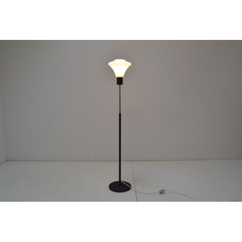 Vintage milk glass floor lamp by Kamenicky Senov, Czechoslovakia 1960