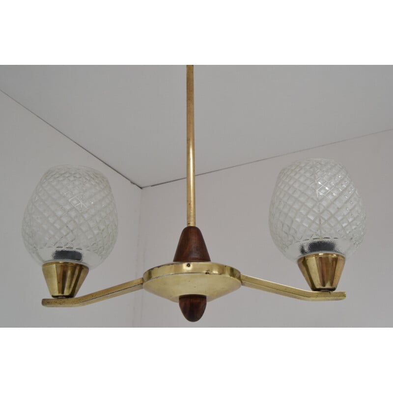 Lampadario vintage in ottone di Lidokov, Cecoslovacchia 1960