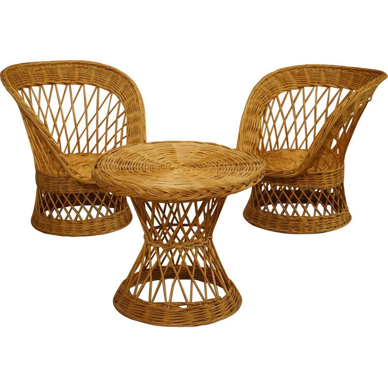 Rattan child living room set - 1950s