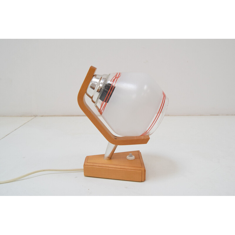 Vintage Wood Table Lamp by Drevo Humpolec, Czechoslovakia 1970s