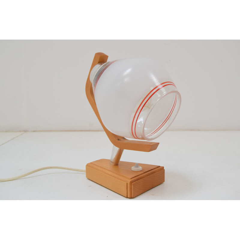 Vintage Wood Table Lamp by Drevo Humpolec, Czechoslovakia 1970s