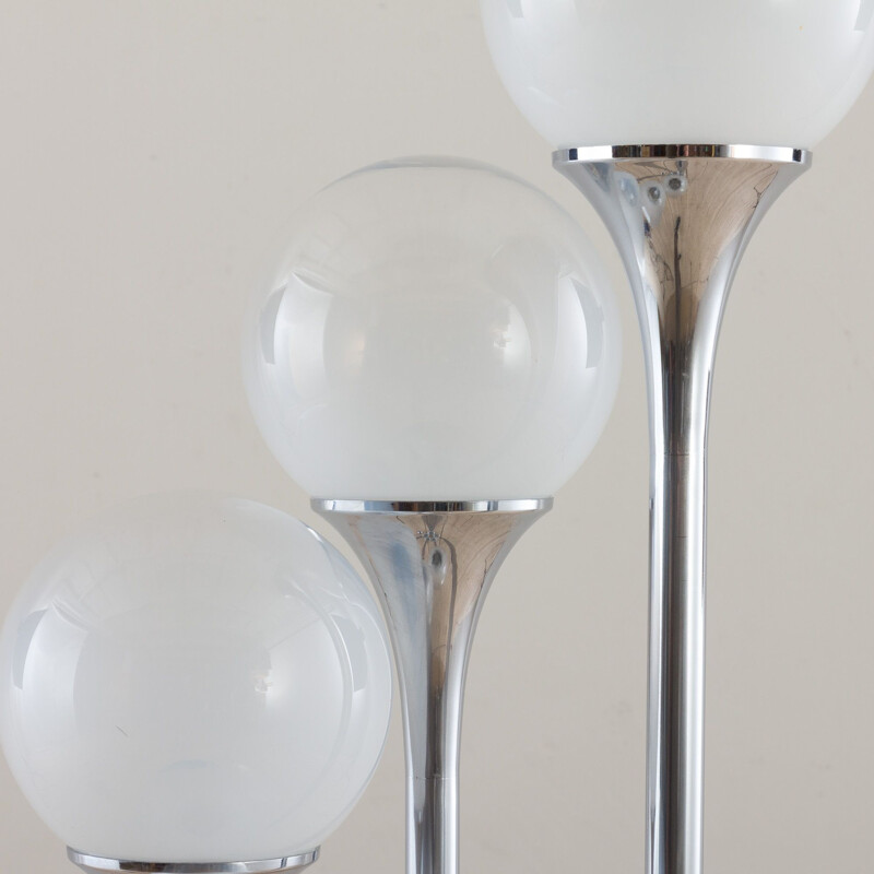 Vintage Targetti Sankey Murano glass and chrome floor lamp, Italy 1970s
