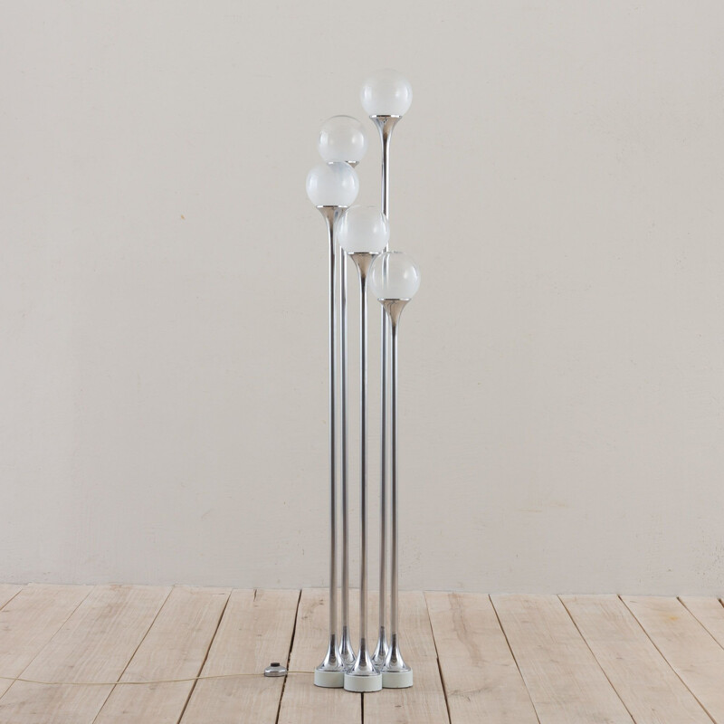 Vintage Targetti Sankey Murano glass and chrome floor lamp, Italy 1970s