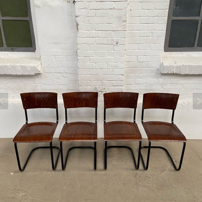 Ensemble de 4 chaises vintage Bauhaus 1930