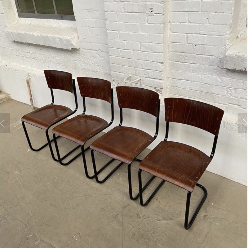 Ensemble de 4 chaises vintage Bauhaus 1930