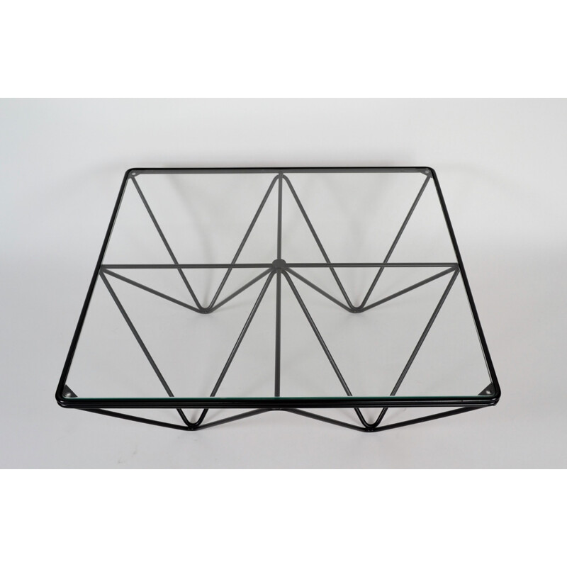 Square Alanda B&B coffee table in steel and glass, Paolo PIVA - 1975