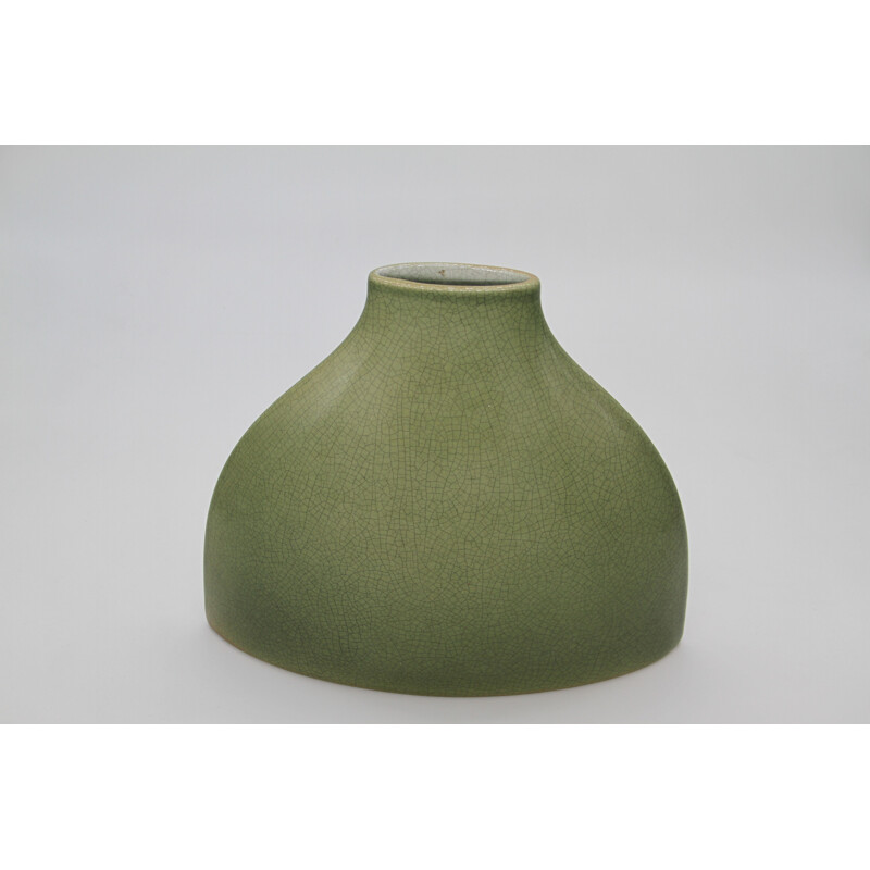 Large vintage cracked ceramic vase 1950s