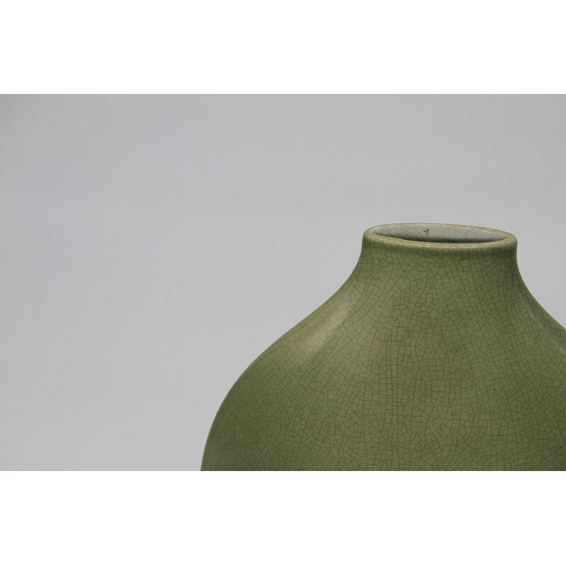 Grand vase vintage en céramique craquelée 1950
