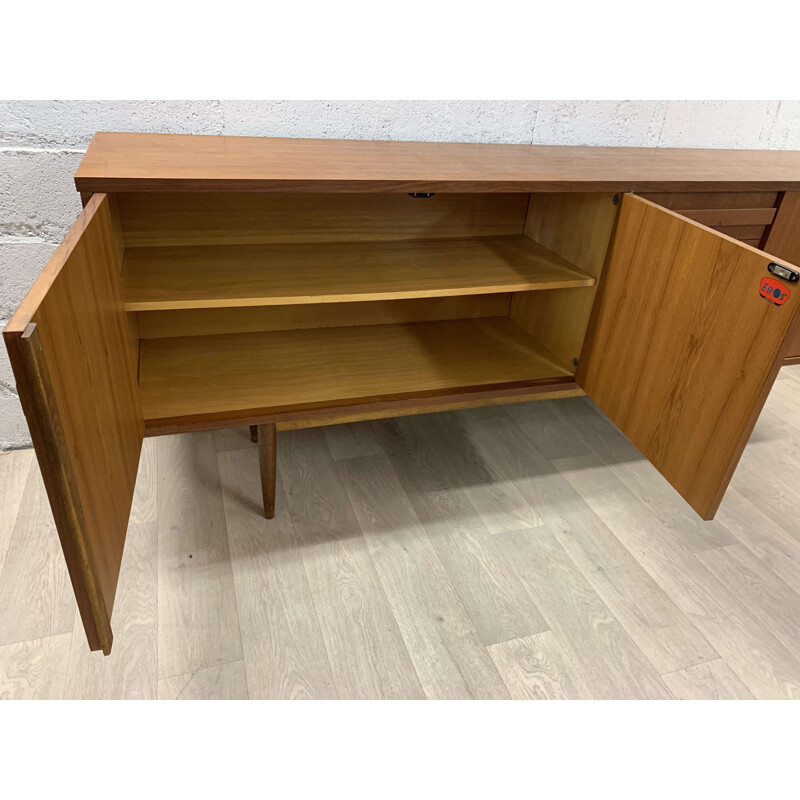 Grande enfilade vintage en teck par Eros, Scandinave 1960