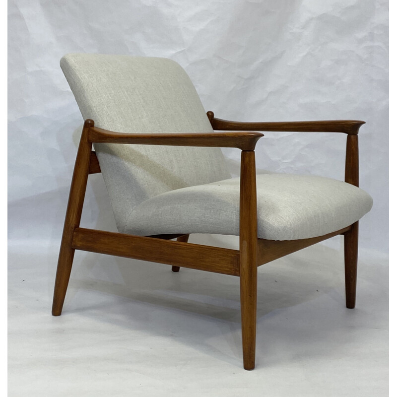 Fauteuil vintage GFM-142 tissu légèrement chiné par Edmund Homa, Beige 1960