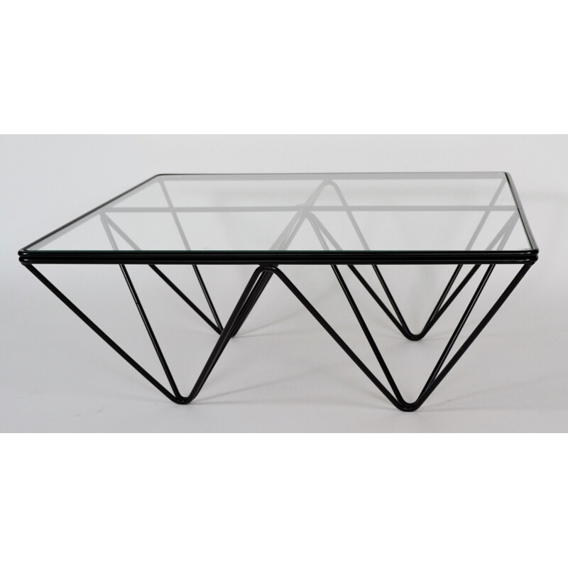 Square Alanda B&B coffee table in steel and glass, Paolo PIVA - 1975