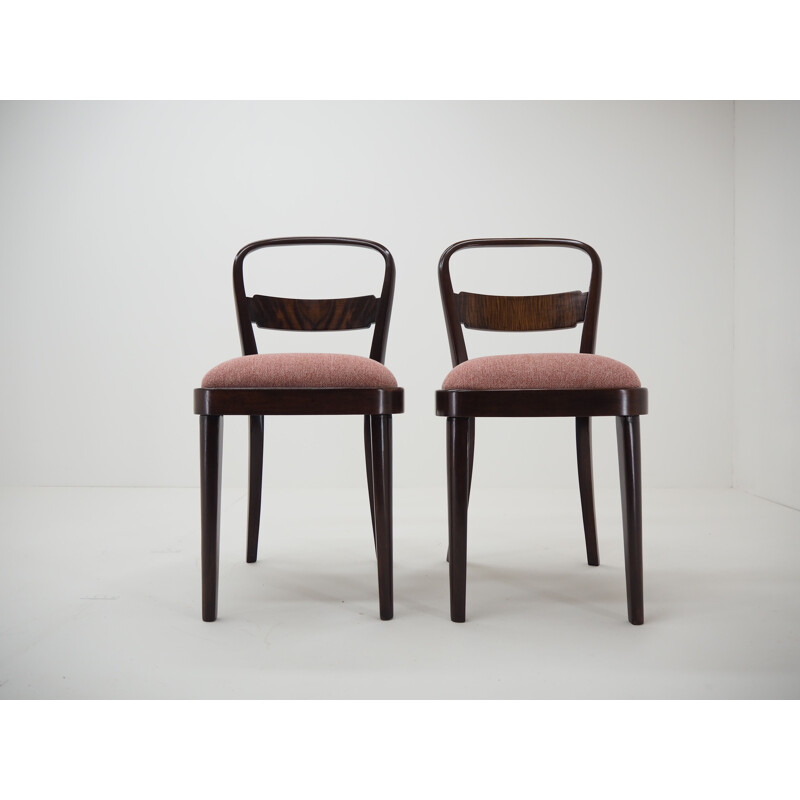 Pair of vintage Art Deco Dining Chairs by Jindrich Halabala, Czechoslovakia 1940s