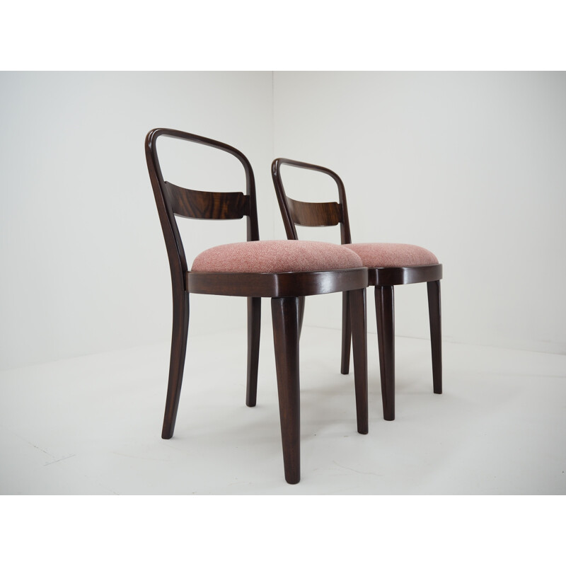 Pair of vintage Art Deco Dining Chairs by Jindrich Halabala, Czechoslovakia 1940s