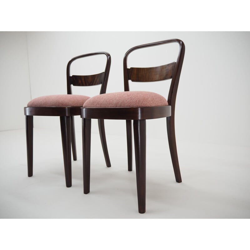 Pair of vintage Art Deco Dining Chairs by Jindrich Halabala, Czechoslovakia 1940s