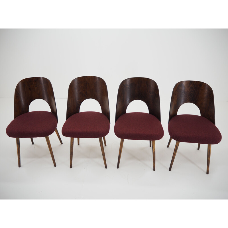 Set of 4 vintage Oswald Haerdtl Beech Dining Chairs for TonThonet, Czechoslovakia 1960s