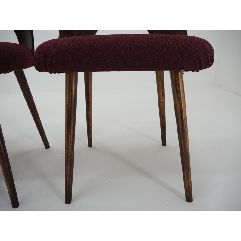 Set of 4 vintage Oswald Haerdtl Beech Dining Chairs for TonThonet, Czechoslovakia 1960s