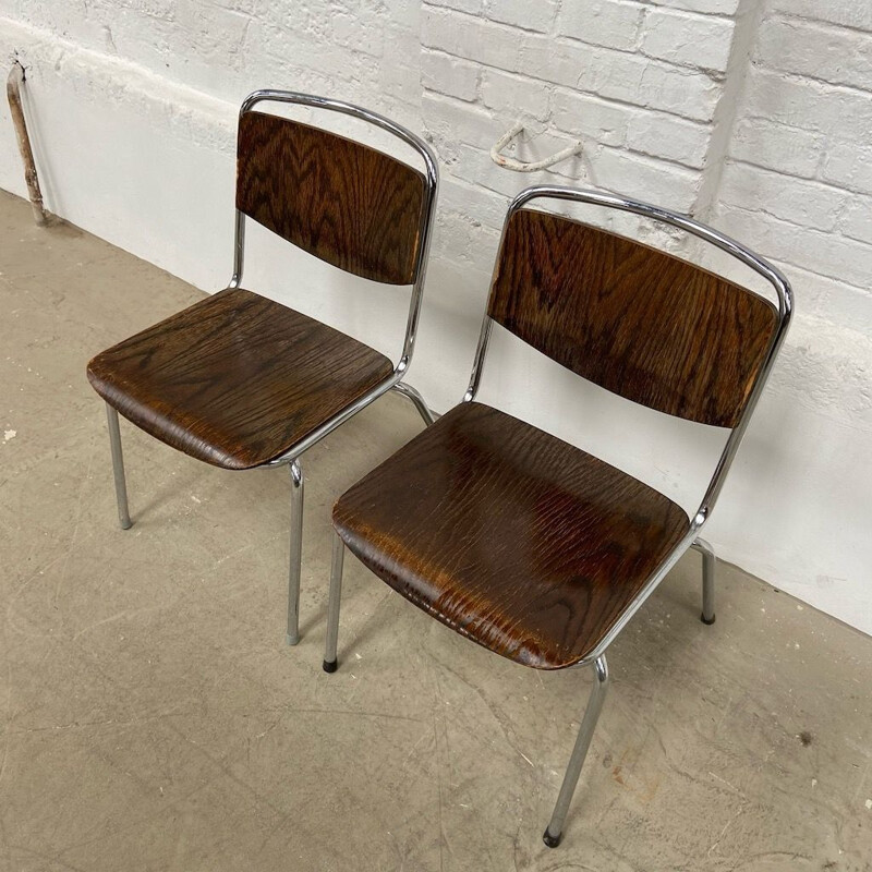 Vintage stackable tubular desk chair, Czech republic