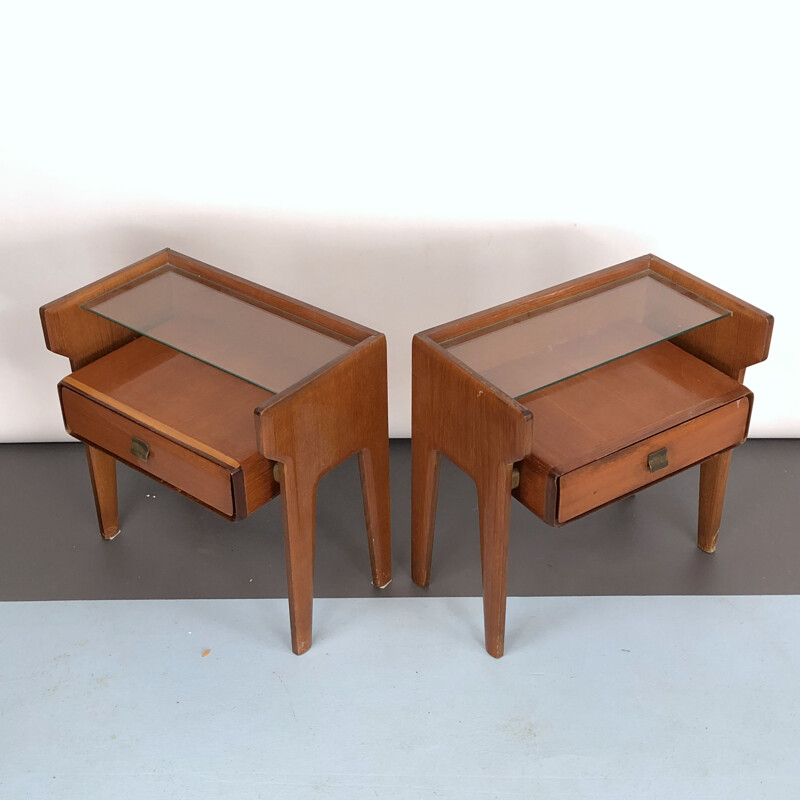 Pair of vintage Vittorio Dassi bedside tables, Italian 1950s