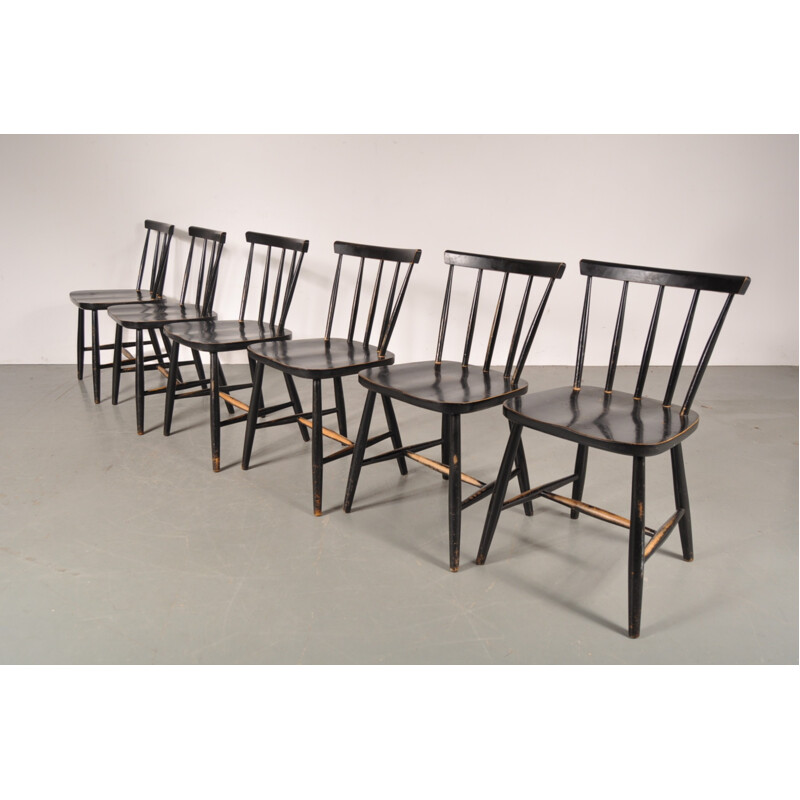 Set of 6 wooden chairs - 1950s