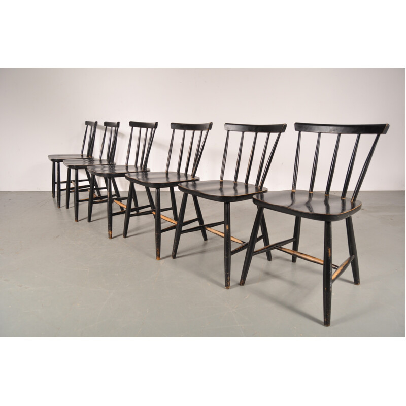 Set of 6 wooden chairs - 1950s