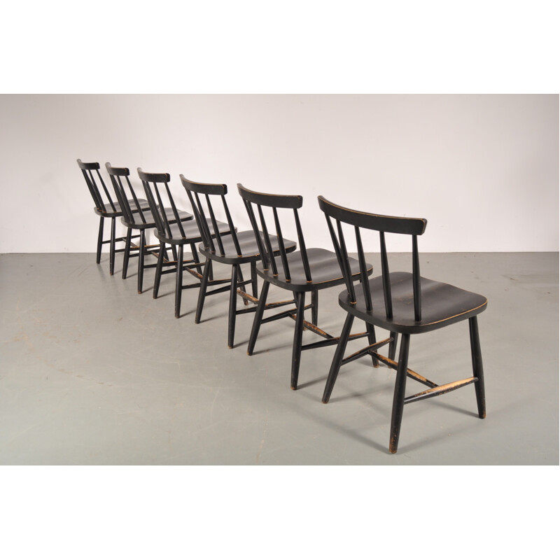 Set of 6 wooden chairs - 1950s