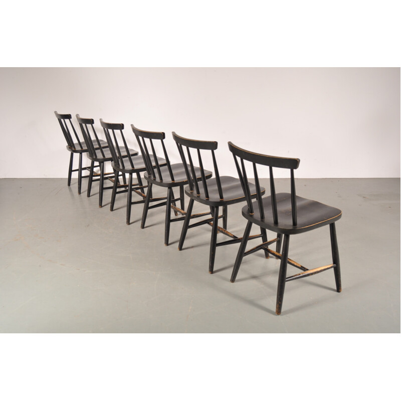 Set of 6 wooden chairs - 1950s