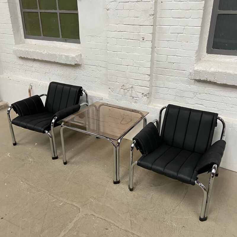 Lot de 5 fauteuils vintage avec table par Viliam Chlebo et Jaroslav Hrescak 1980