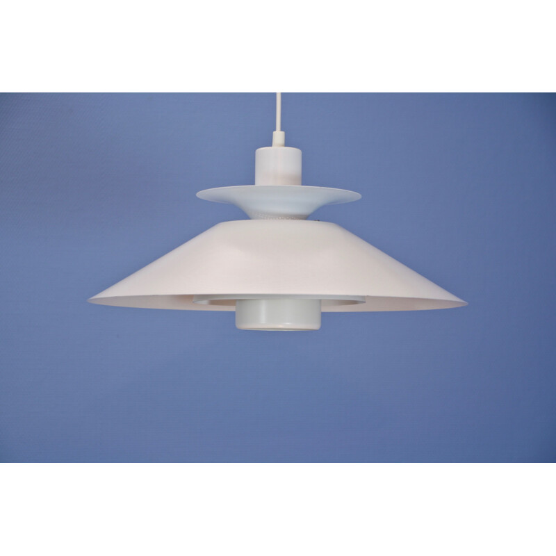 Vintage white metal pendant lamp, Denmark 1980