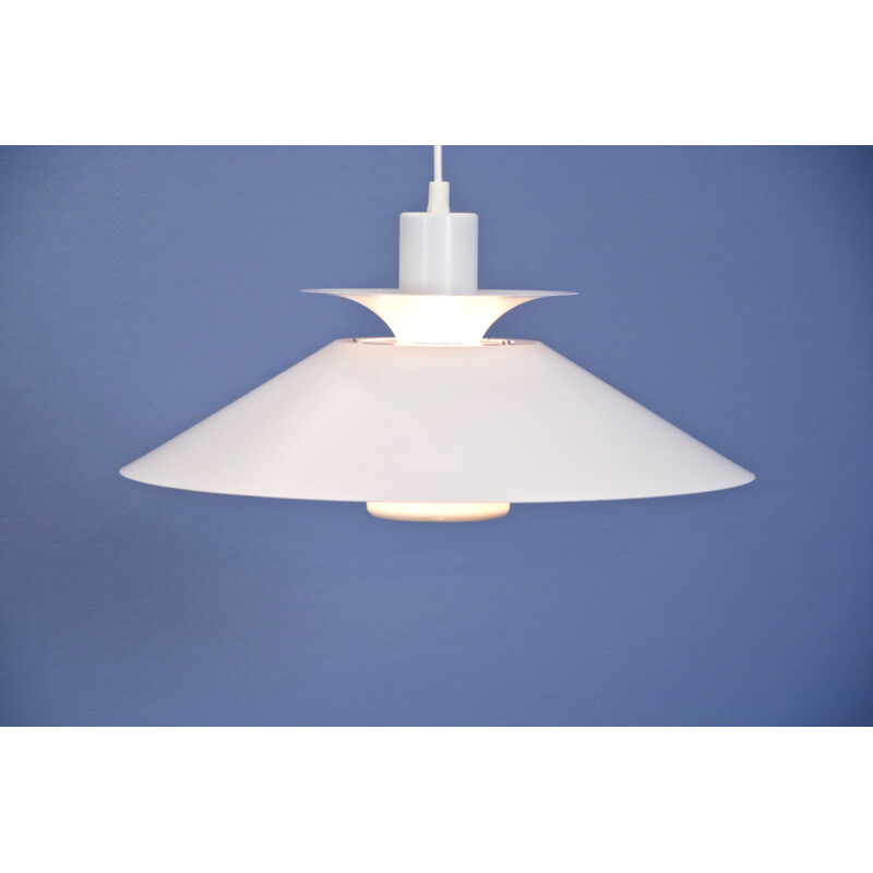 Vintage white metal pendant lamp, Denmark 1980