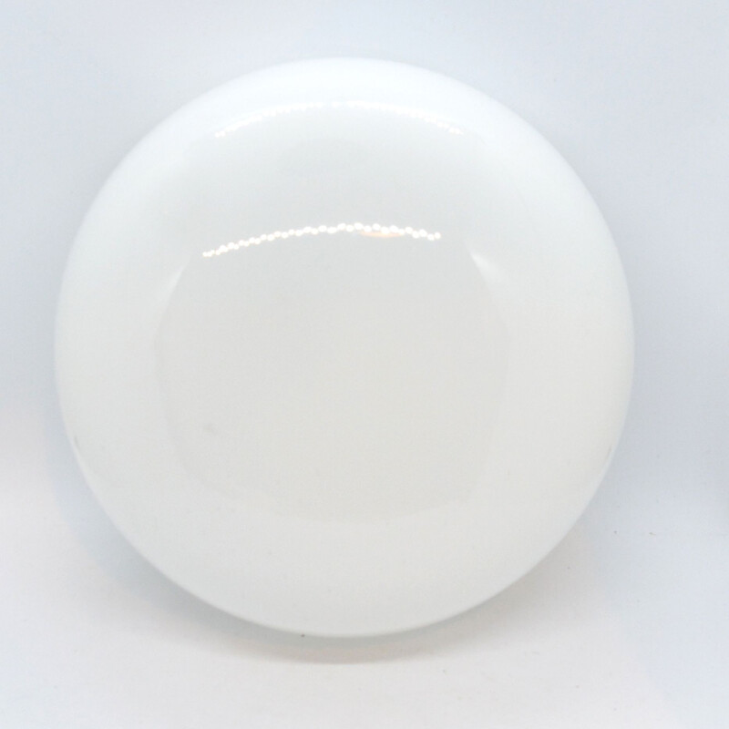 Vintage White glass ceiling lamp or wall lamp DKN Leuchte, Germany 1970s